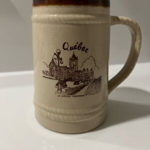 Brown Québec Ceramic Mug/Beer Stein with Historic City Design
